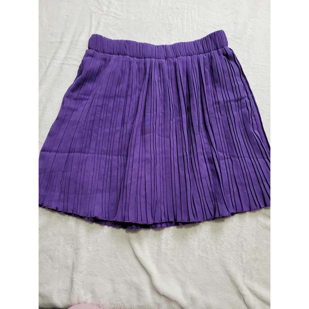 NWT Avanova Pleated Mini Skirt Women Size S Purple Accordion Flared